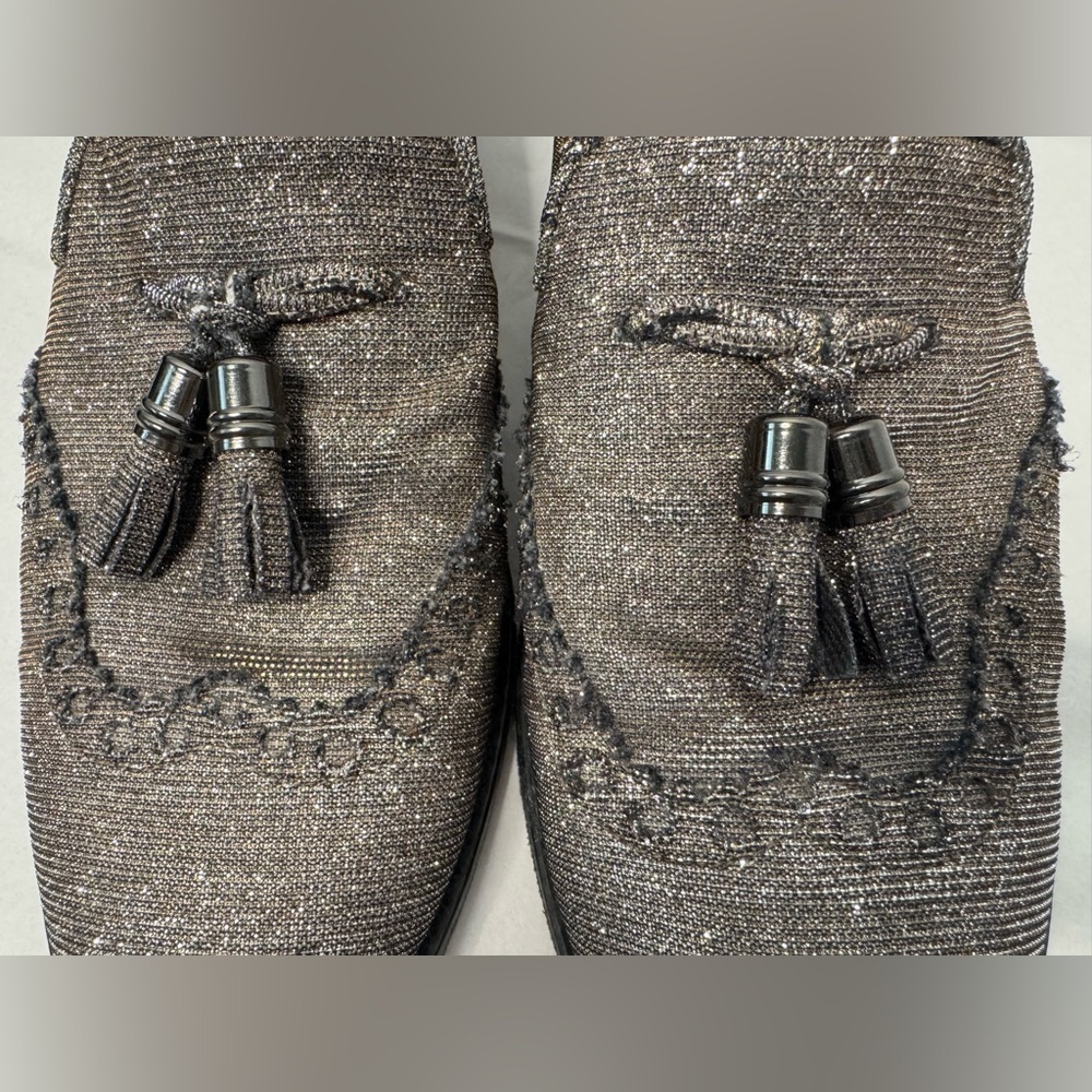 Stuart Weitzman Guy Thing Metallic Lurex Tassel Loafers - Picture 13 of 15